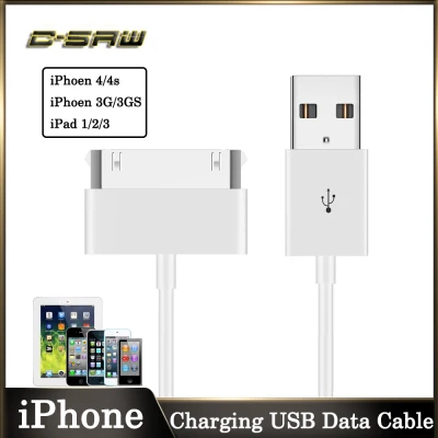 C-SAW USB Fast Charging Data Cable For iPhone 4 4S 3G 3GS Phone iPad 1 2 3 iPod iPod Nano Touch Classic 30 Pin Charger Cord Adapter Replacement Cable
