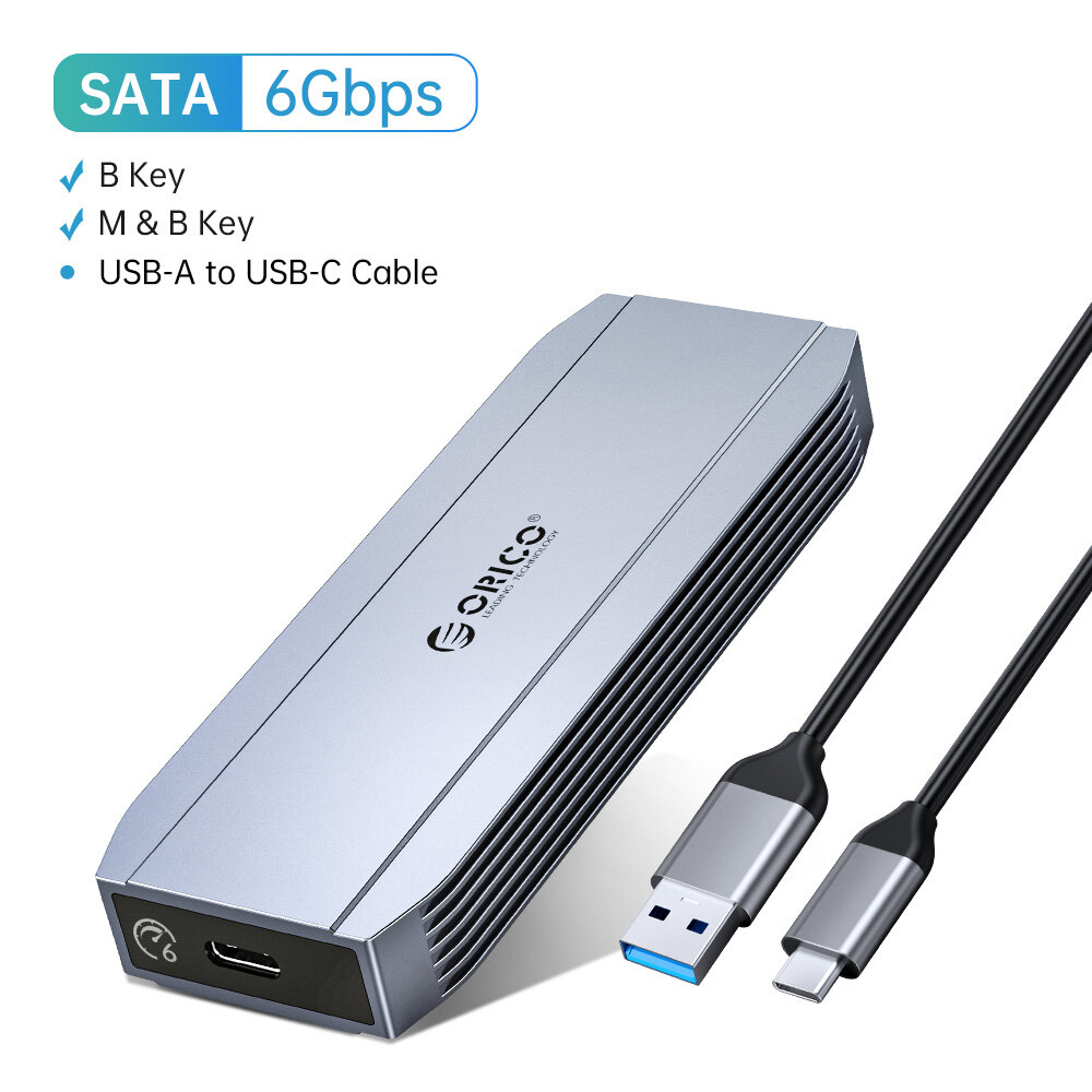 Orico tool free m2 sata ssd enclosure aluminum sata 6gbps nvme 10gbps pcie type c m.2 ssd enclosure m key solid state drive uasp trim