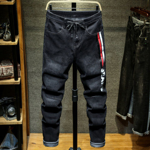 Men's large jeans three side printed large Harlan pants