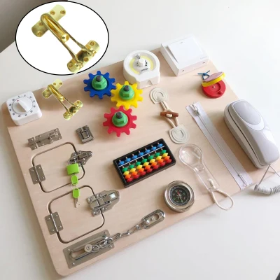 Dolity Mini Busy Board Kit Metal Clasp Montessori Educational Kids Toy for Age 3+