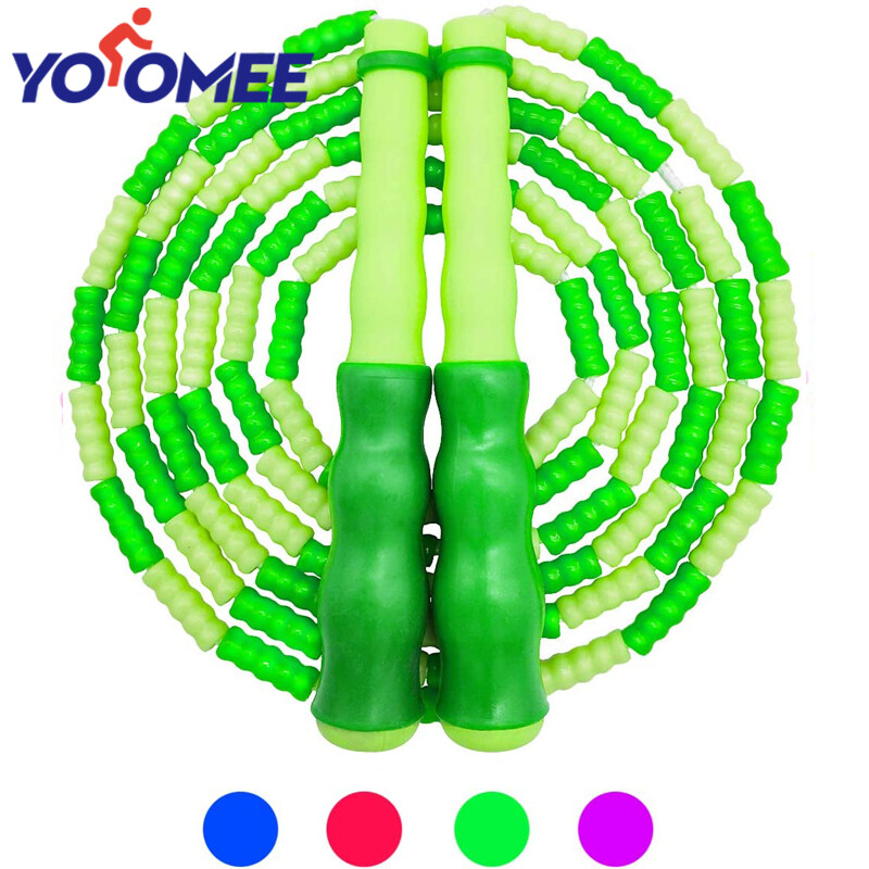 Yoomee Jump Rope Soft Beaded Segment Jump Rope for Men Women and Kids , Adjustable ,Tangle Free for Keeping Fit, Training, Workout