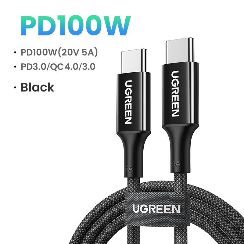 Ugreen 100W USB cable for Samsung S21 E-marker chip 5A blue silicone fast charging USB C type C cable for mobile phone cord