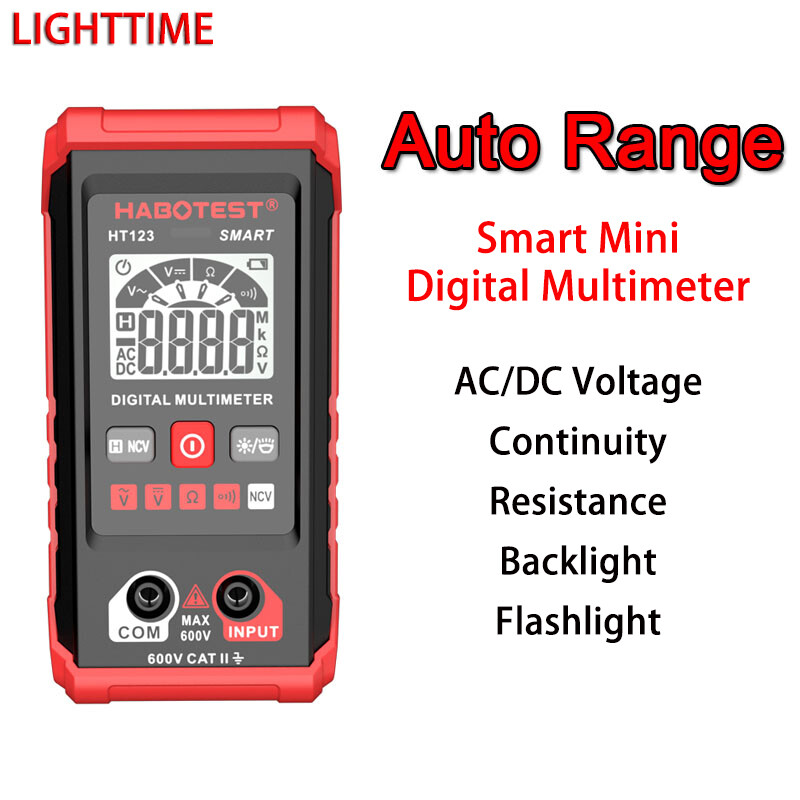 HT123 Smart Digital Multimeter High-precision Auto Range Multimeter NCV AC DC Voltage Resistance Continuity Tester with Backlight