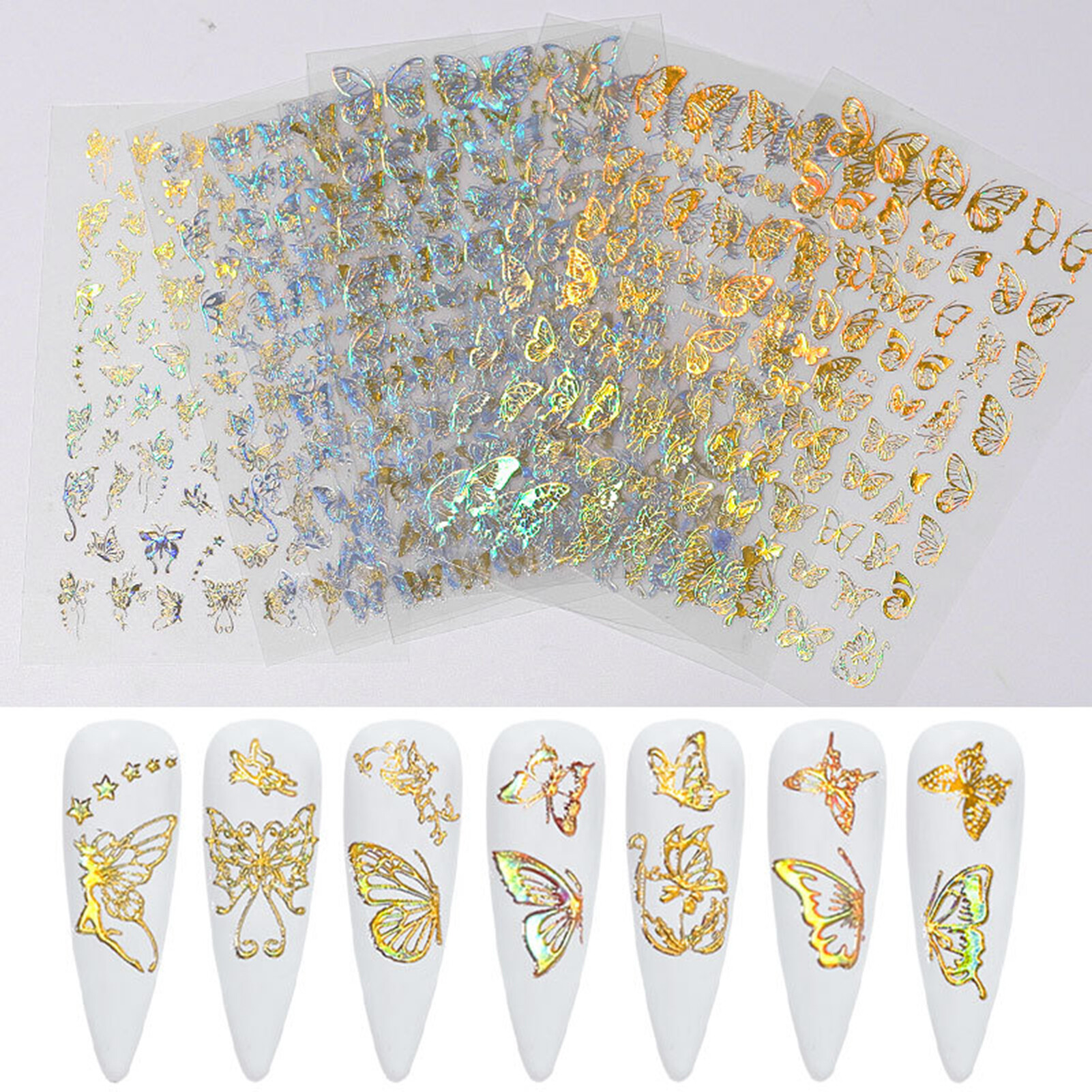 AWEI1 1 Sheet Manicure Decal Lightweight Harmless Delicate Butterfly Nail Art Transfer Sticker for Women