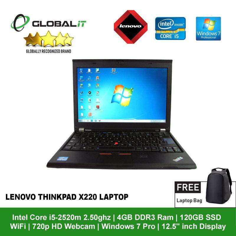 (Refurbished Notebook) Lenovo Thinkpad X220 Laptop / 12.5 inch Display / Intel Core i5-2520M / 4GB DDR3 Ram / 120GB SSD / WiFi / Windows 7 Pro / Webcam Malaysia