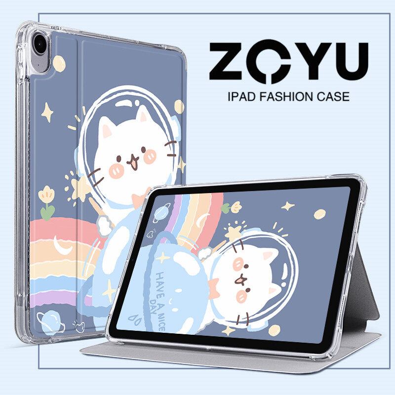 ZOYU ipad case Cartoon cute Case Book style, without pencil slot Compatible with apple ipad 2021 2020 Pro11 ipad mini 123 ipad 10.2 7th 8th 9th gen ipad Air4 mini 5 6 ipad 5th 6th gen 2017-2018 Cover Airbag Soft Case with Auto Sleep/Wake TPU Back Cover