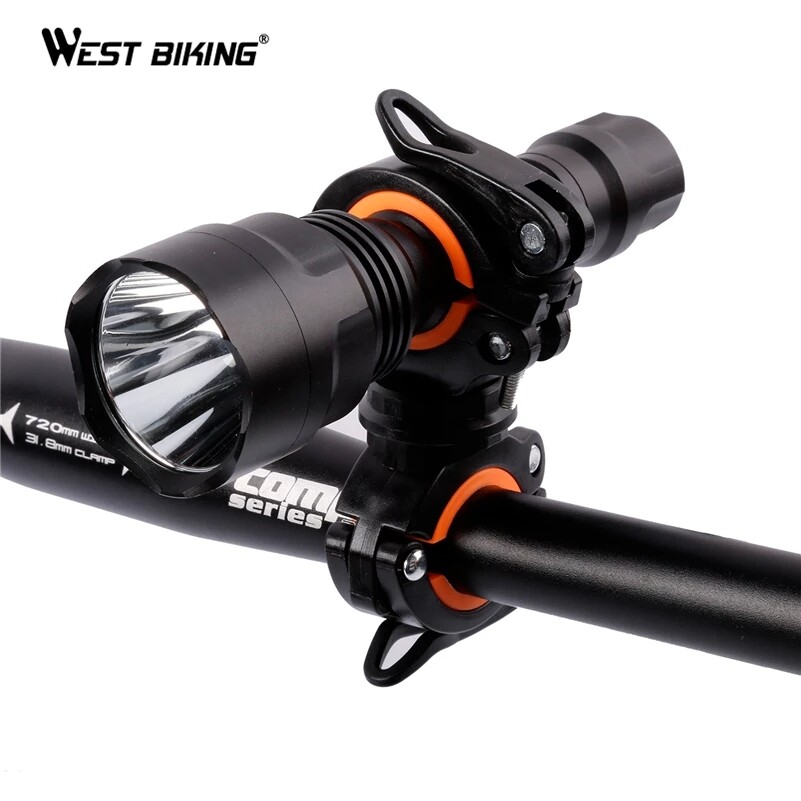 WEST BIKING Bicycle Rotating Light Double Holder LED Front Flashlight Pump Lamp Handlebar Seatpost 360 Degree Rotation MTB Bike Cycling Light Holder