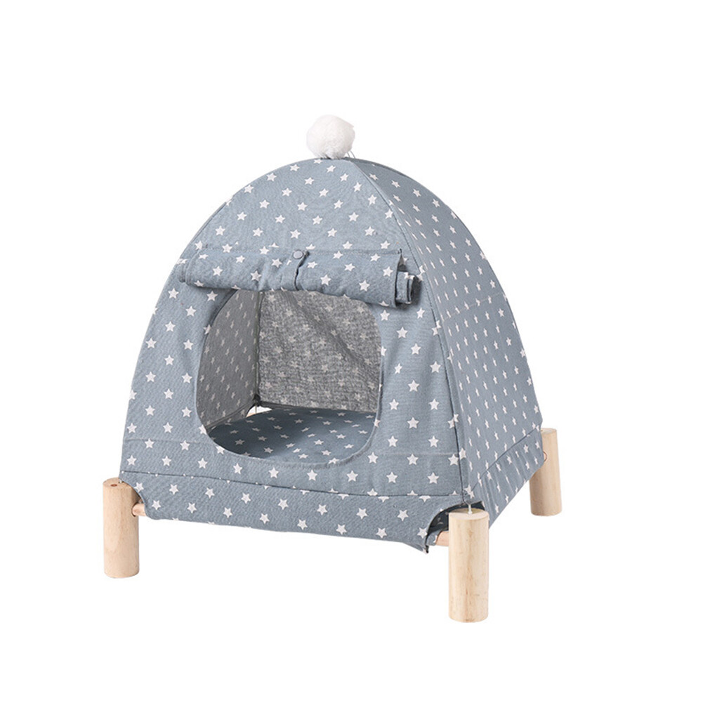 Cat Dog Kennel Pet Camp Bed Small Tent Summer Breathable Removable Washable Removable Wooden Cat Mat House Pets Supplies