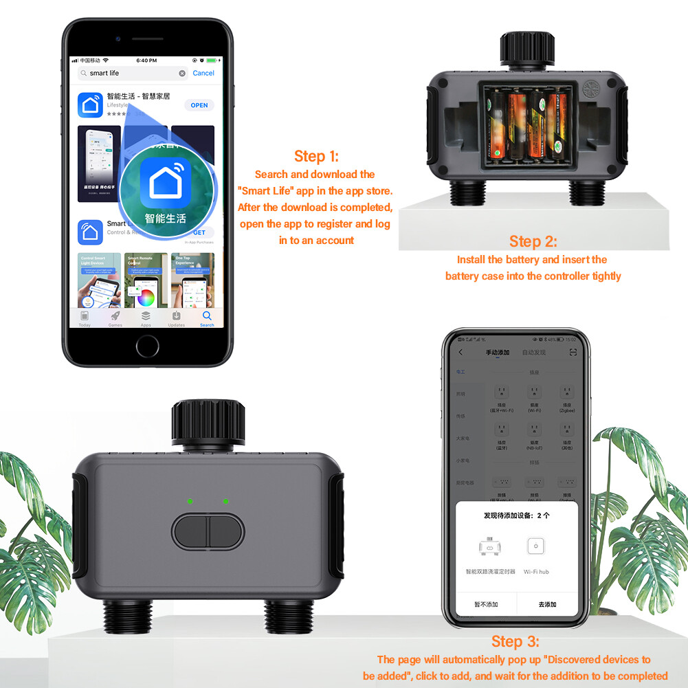 Yieryi Wifi van nước thông minh hẹn giờ tưới nước kép ZigBee thoát nước van van xả cuộc sống thông minh ứng dụng điều khiển cho làm vườn thủy lợi, bãi cỏ, vườn
