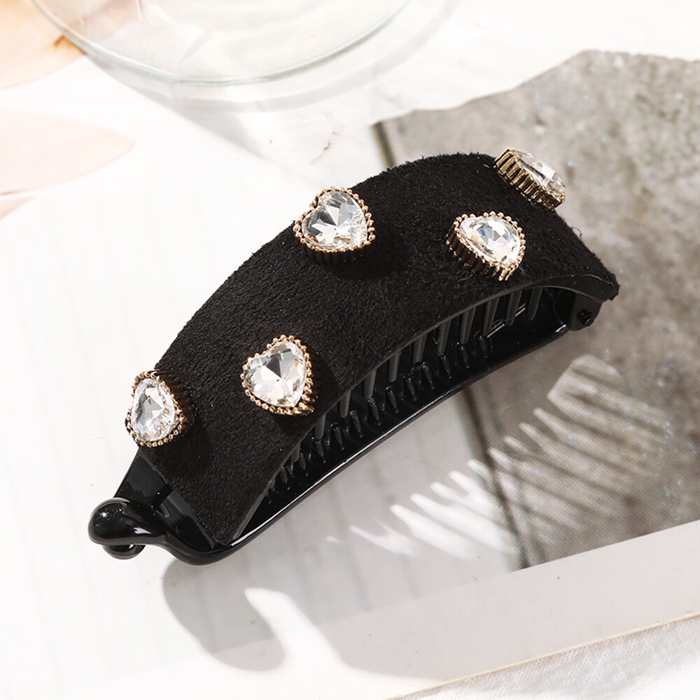 Haimeikang Hairpin Korean Fashion 8cm Full Crystal Banana Clip Temperament Ladies All-match Hairpin Hairpin Grab Clip Hair Accessories for Women