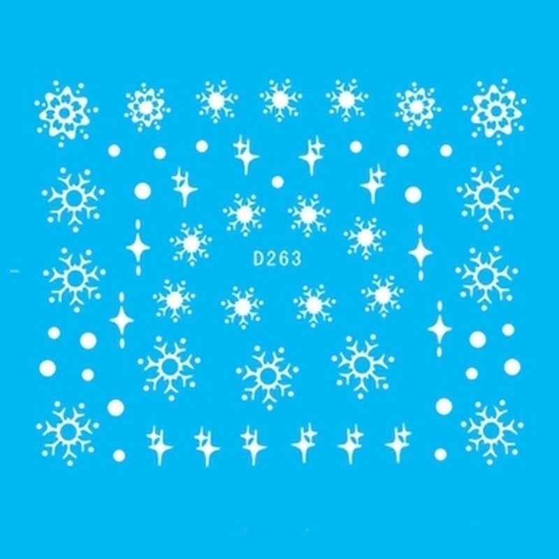 11 Sheets/set 3D Nail Sticker Christmas Theme Pattern Mixed Deer/Snowflake Nail Tips DIY Decoration Sticker White Blue Xmas Reindeer Feather Self-adhesive