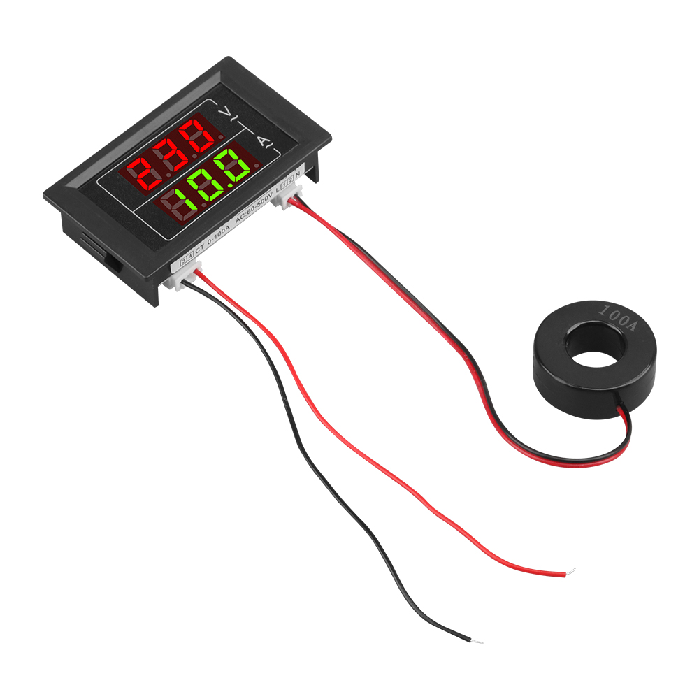 Aideepen Đồng hồ đo vôn Ampe AC 500V 100A Vôn kế kỹ thuật số bảng Ampe kế 2 Điện áp dây amperage Máy Đo Máy kiểm tra với máy biến dòng