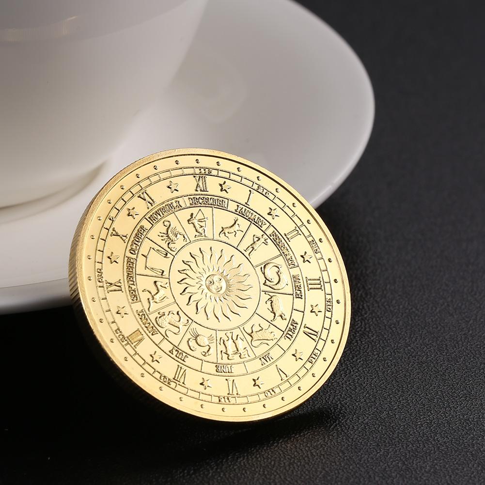 12 Constellation Gold Plated Physical Commemorative Coin Collectible Gift