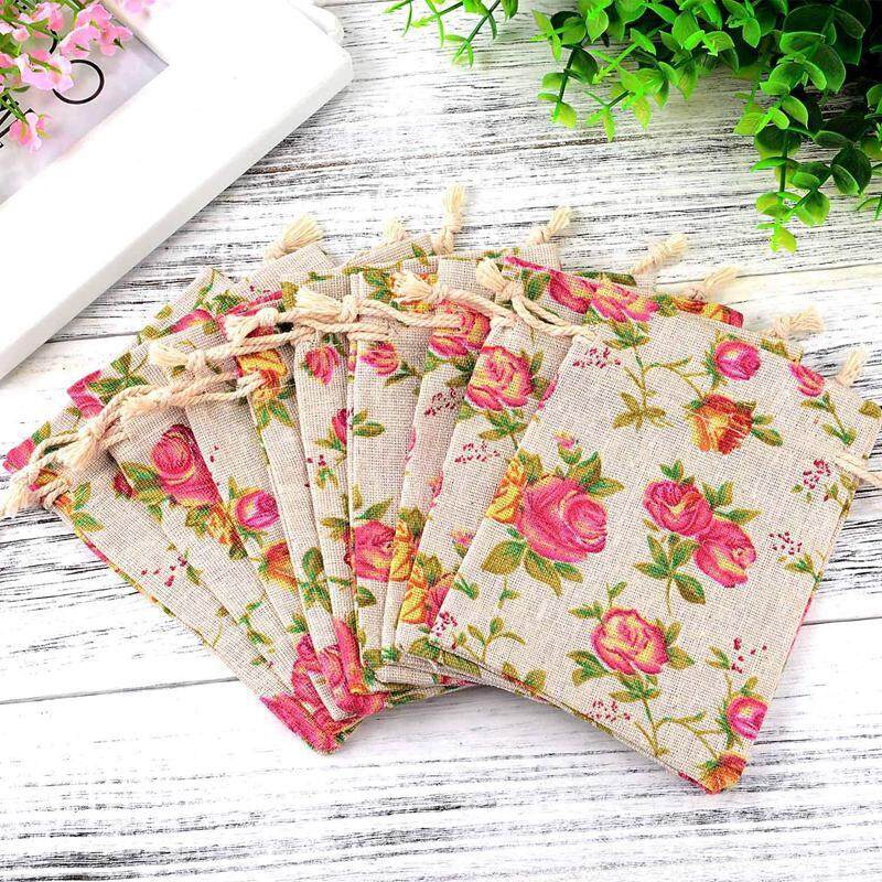30 Pack Rose Drawstring Bags Burlap Flower Pouch Bags Gift Bags Jewelry
