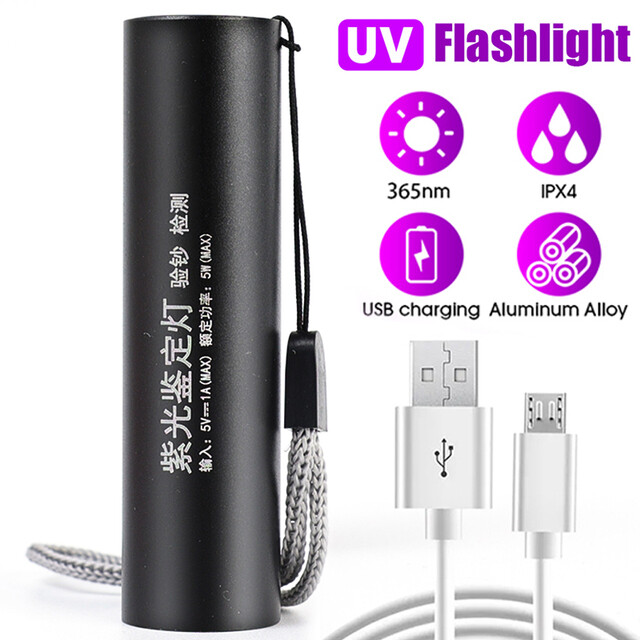 LED UV Flashlight 365nm Zoomable Mini Ultraviolet Torches Portable Waterproof Violet Light Pet Urine Scorpion Detector UV Lamp