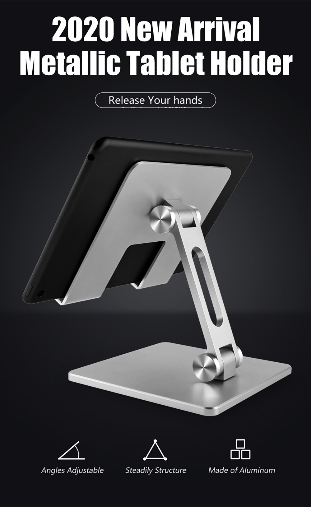 Tablet computer stand desktop bracket lazy folding aluminum alloy bracket for iPad Huawei Apple mobile phone holder