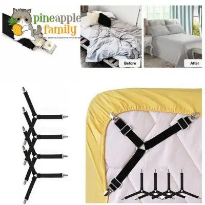 4PCS Triangle Bed Mattress Sheet Clips Grippers Elastic Straps Fasteners Holders