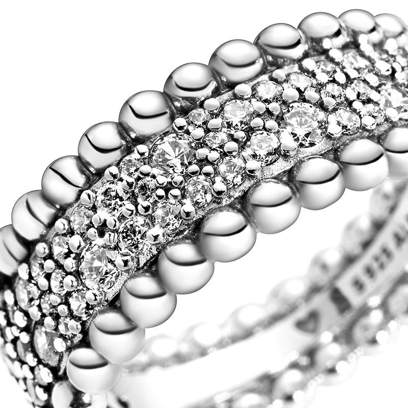 2021 Original Pandoras Beaded Pav?Band Ring