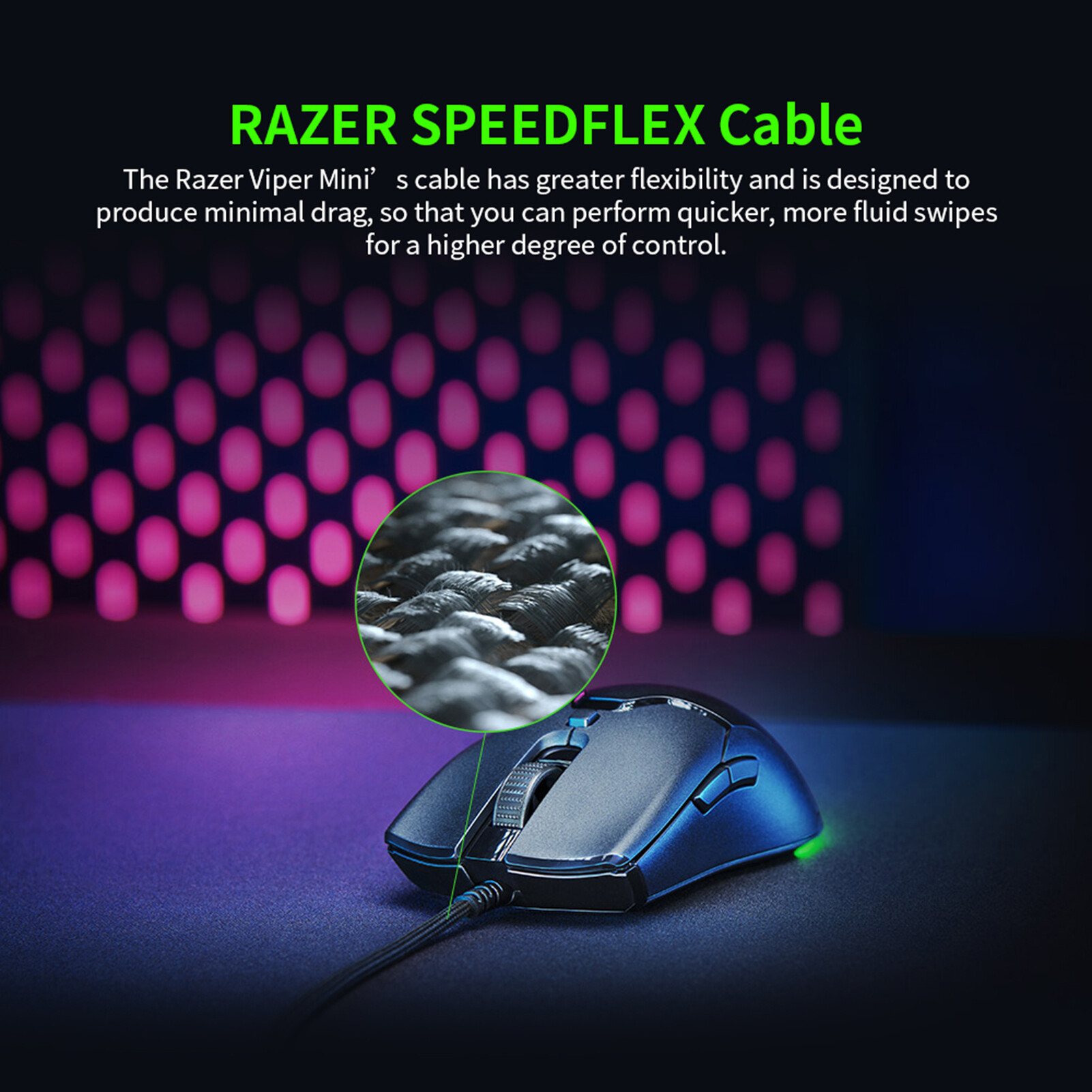 Cho Razer Viper Chuột Có Dây Cáp SPEEDFLEX Chroma RGB Nhẹ 8500DPI Cảm Biến Quang Chơi Game Mini Chuột Cho PC
