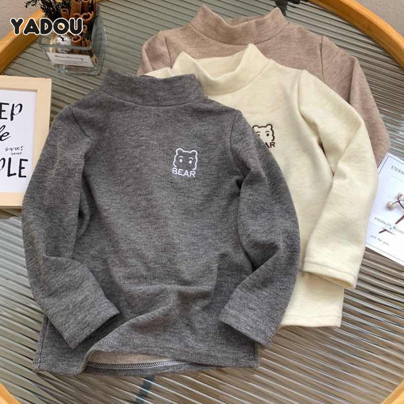 Yadou Áo len trẻ em, áo thun lớp bên trong cổ cao vừa ấm lớp lót tay dài