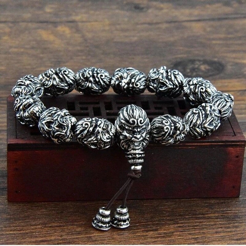 99 Lucky Pixiu Bracelet Men's Monkey King Buddha Beads Bracelet Retro Solid Monkey King Beaded Jewelry Gift