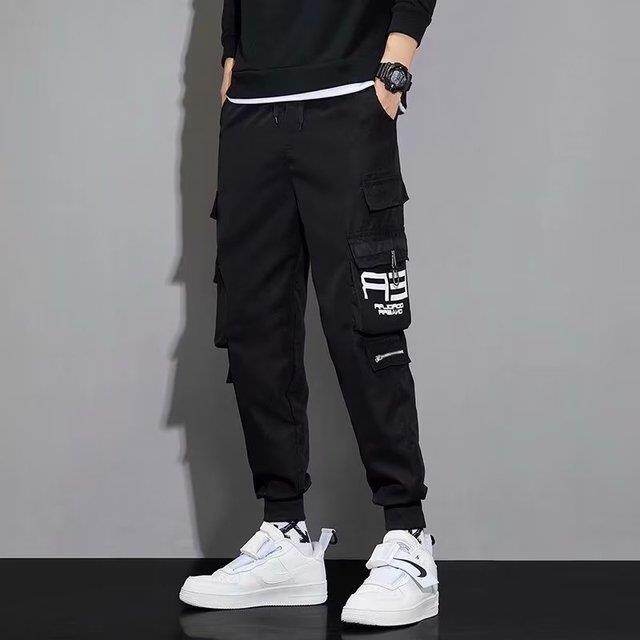 Cargo pants for men 2023Classic Streetwear Casual Men Ribbons Jogging Pants Male Slim Fit Spring Cargo Pants Multi-Pockets Women Trousers