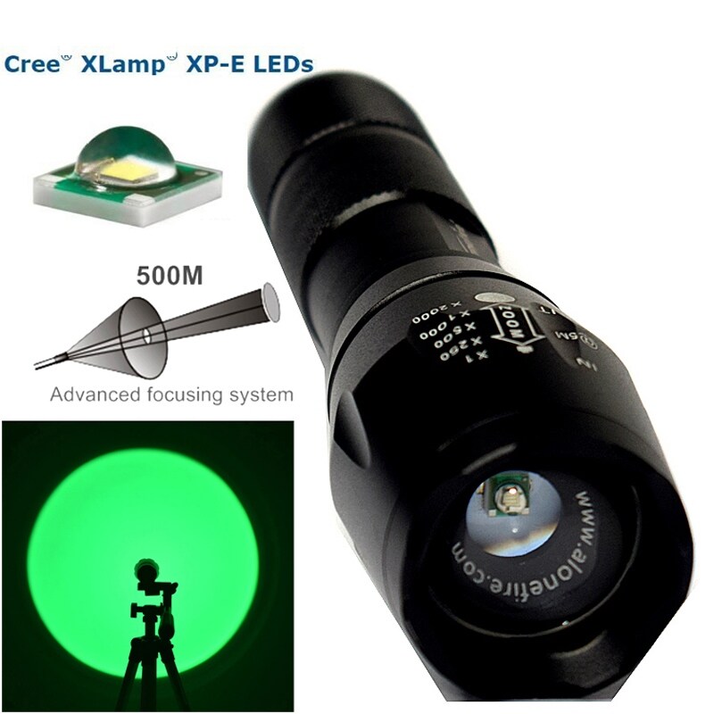 【Fire New】 LED green light mouse tail spotlight tactical wire control switch aluminum alloy strong light super bright lighting flashlight