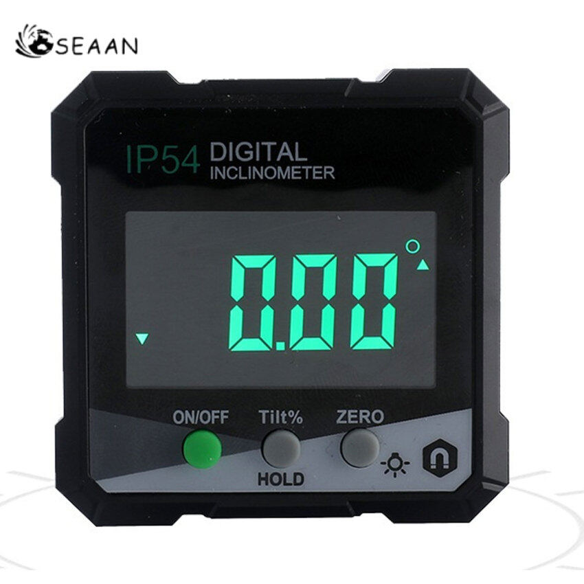IP54 4x90° Digital Inclinometer Angle Protractor Backlight Protractor Slope Meter Single-Side Magnetic Electronic Goniometer（Without Battery）