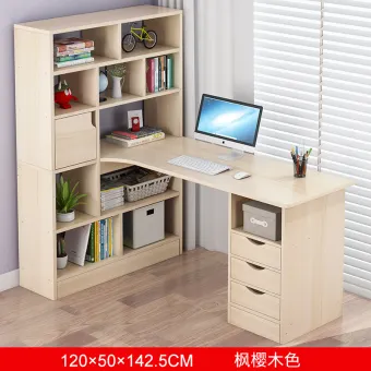 Computer Desktop Table Household Bookcase Desk One Piece Bookshelf