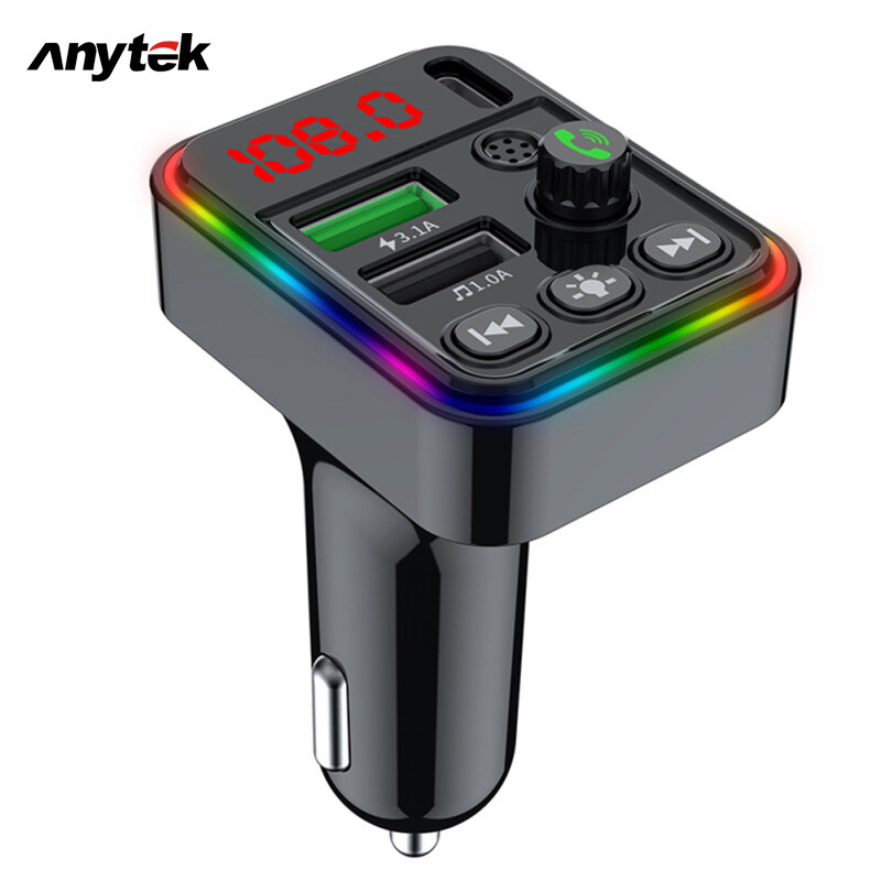 ANYTEK Máy Phát Fm Trên Xe Hơi F19 Máy Nghe Nhạc Âm Thanh Nổi Gọi Điện
