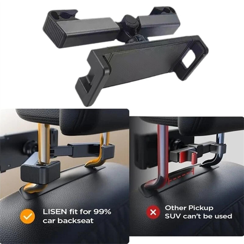 Universal Car Back Seat Phone Holder Rotatable Auto Headrest Bracket Support Compatible with iPad Pro Air 4.7-12.5inch Tablet Holders