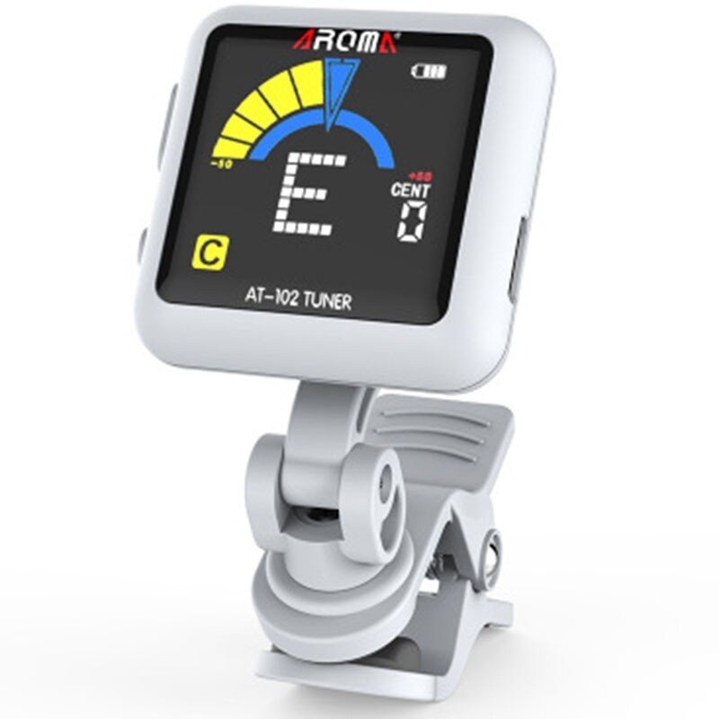 Aroma At-102 Rechargeable Clip-On Guitar Tuner Color Screen With Built-In Battery Usb Cable For Chromatic Guitar Bass Ukulele Malaysia