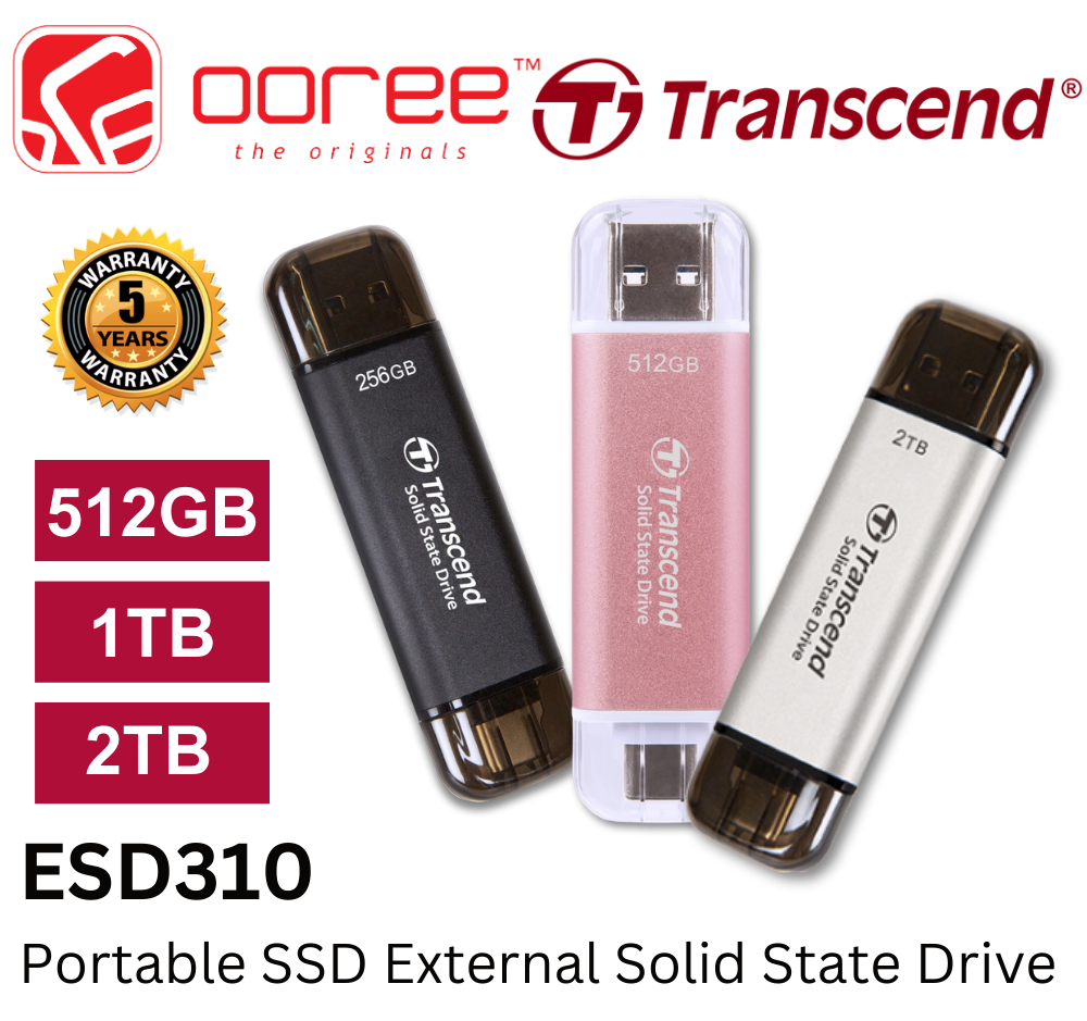 Disque SSD externe portable USB-C & USB-A 1 To - Transcend ESD310S