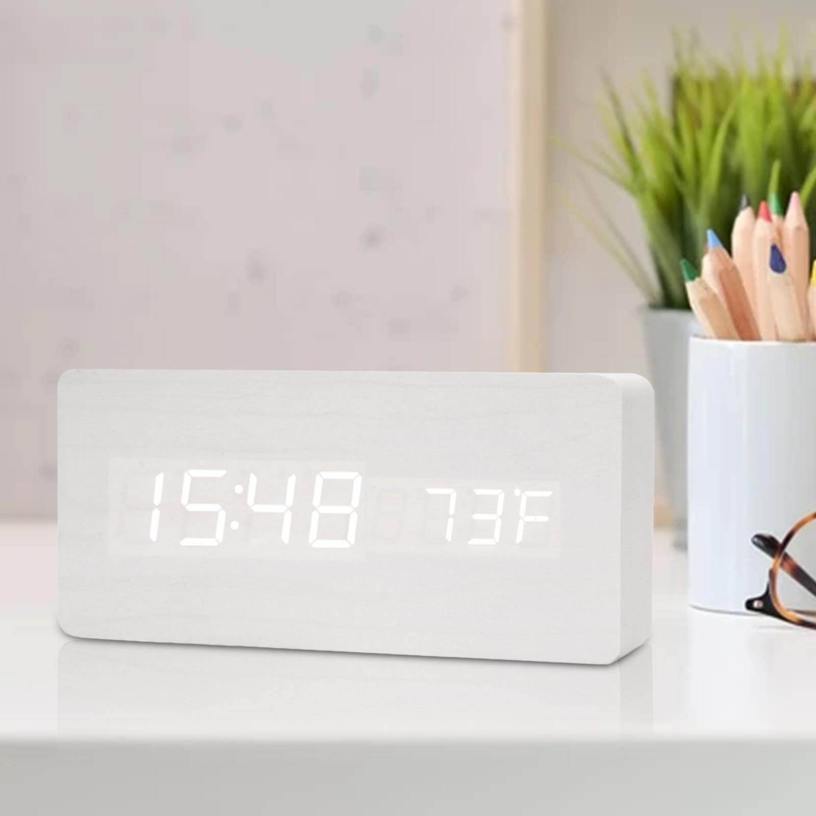 Blesiya Đồng Hồ Báo Thức Kỹ Thuật Số Hiện Đại 3 Thiết Lập Báo Thức Màn Hình LED Lớn Trang Trí Nhà Cửa