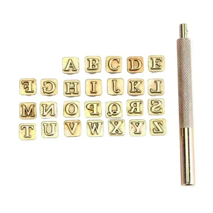 26pcs Steel Alphabet Stamps Punch Set For Leather Craft Tools 26 English Letters Metal Stamp Leathercraft