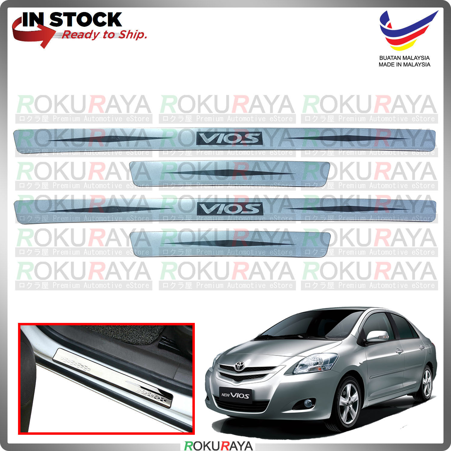 [BESI] Toyota Vios Dugong NCP93 Stainless Steel Chrome Side Sill ...