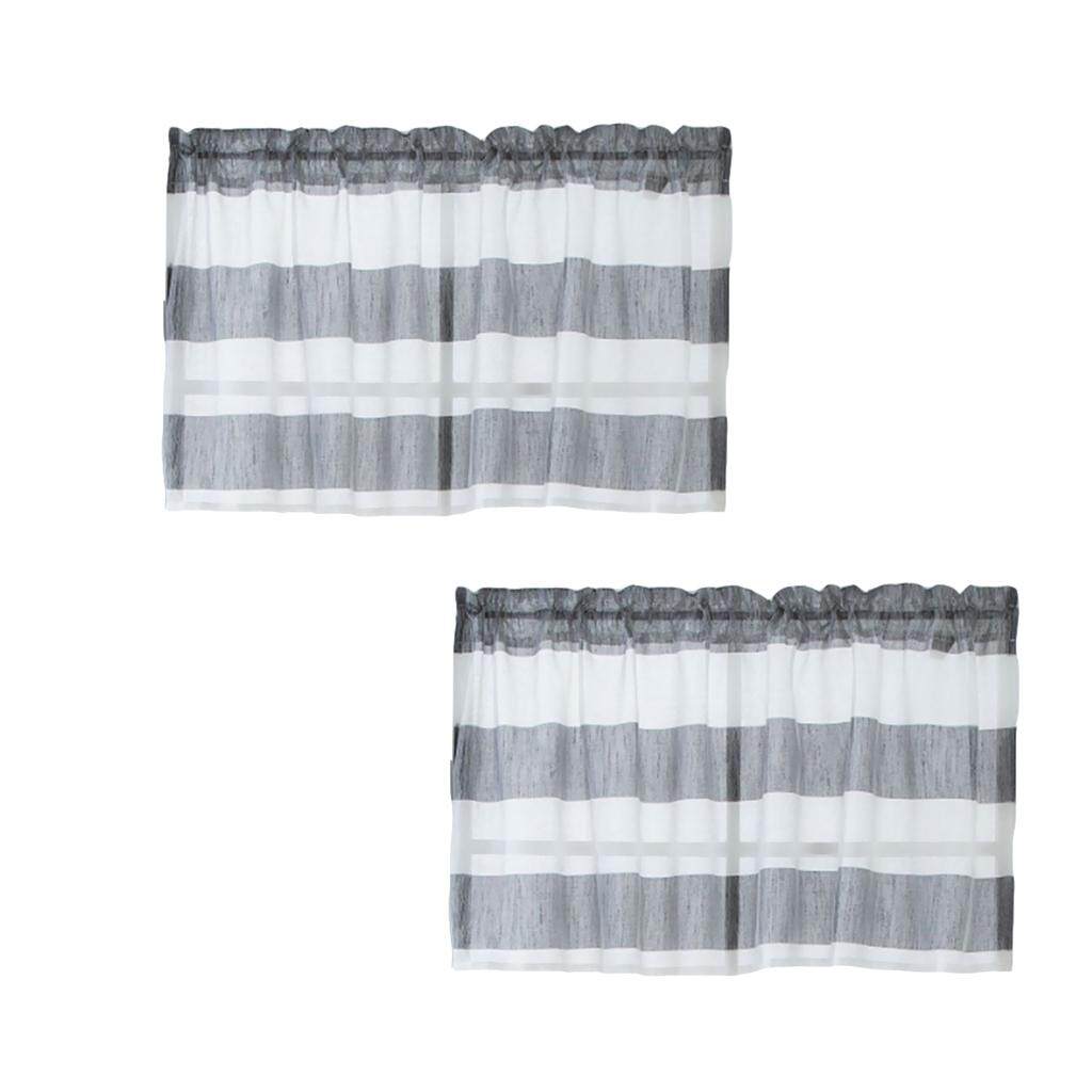 Grey 74x60cm Half Curtain Bathroom Short Tiers Valance Small