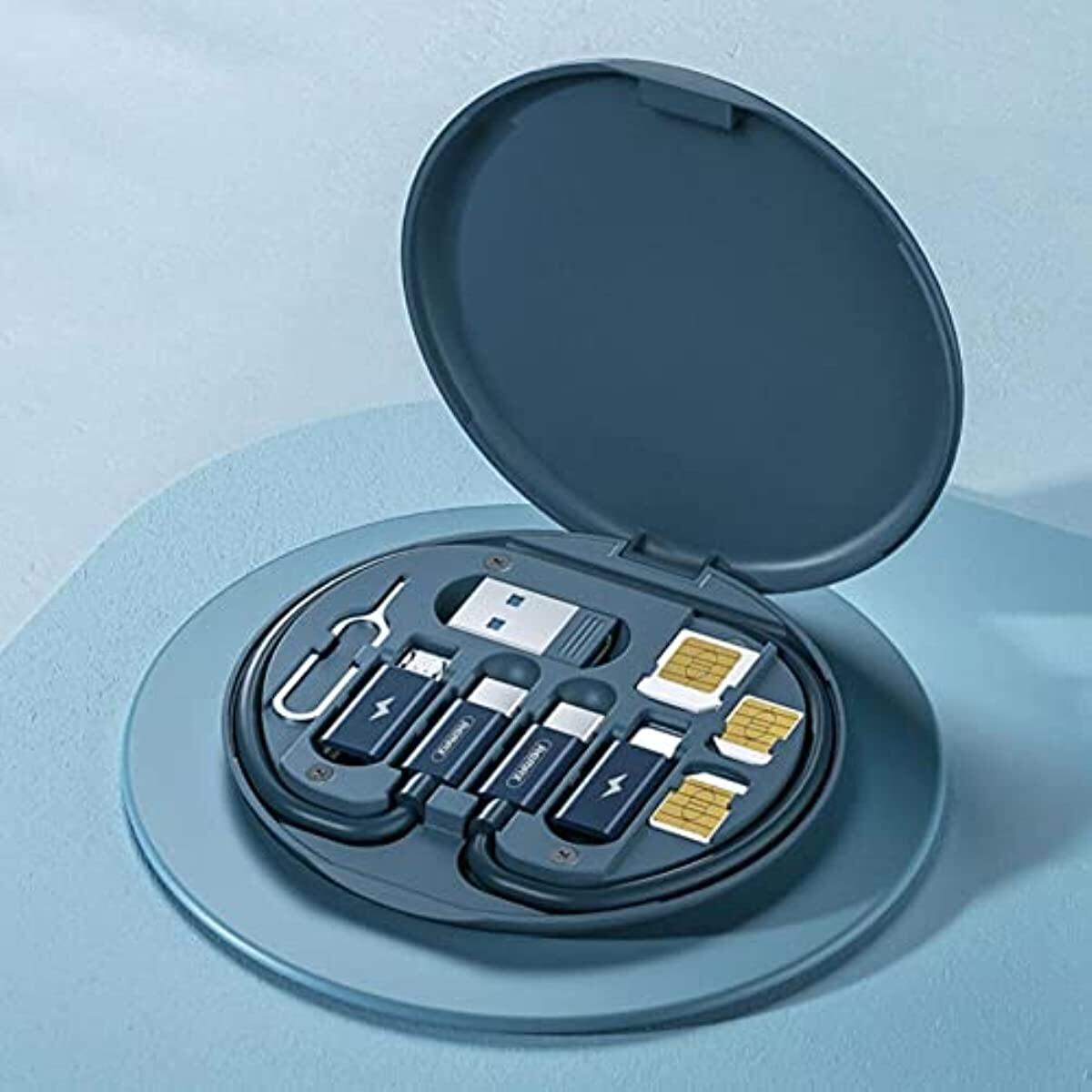 Hộp Lưu Trữ Chuyển Đổi Cáp Bộ Chuyển Đổi USB, Bộ Chuyển Đổi Dây Sạc Nhiều Loại Công Cụ Truyền Dữ Liệu Micro Lightning Type C (Màu Xanh Lá Cây)