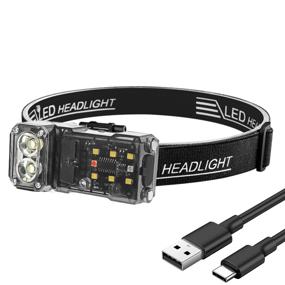Đèn Pha LED Sạc Được Mini Đèn Pha Cảm Biến Chuyển Động Cơ Thể Đèn Pin Cắm Trại Đèn Đội Đầu Đèn Pin Có USB