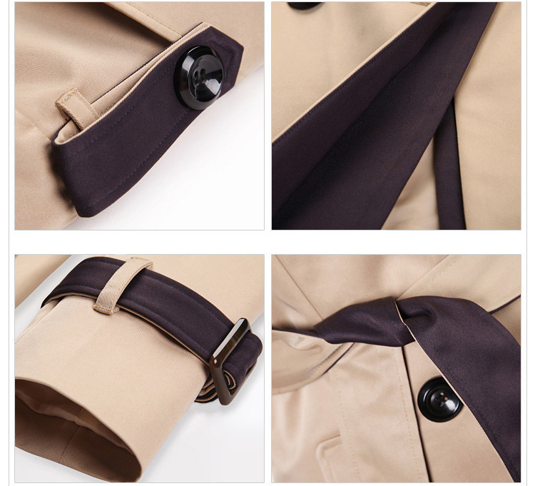 Women Thin Trench Coat Turn-down Collar Double Breasted Patchwork spell color Trench Slim Plus Size Wind coat