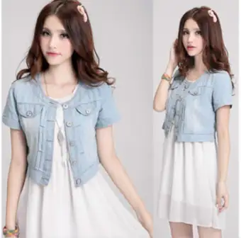 womens short sleeve denim jacket