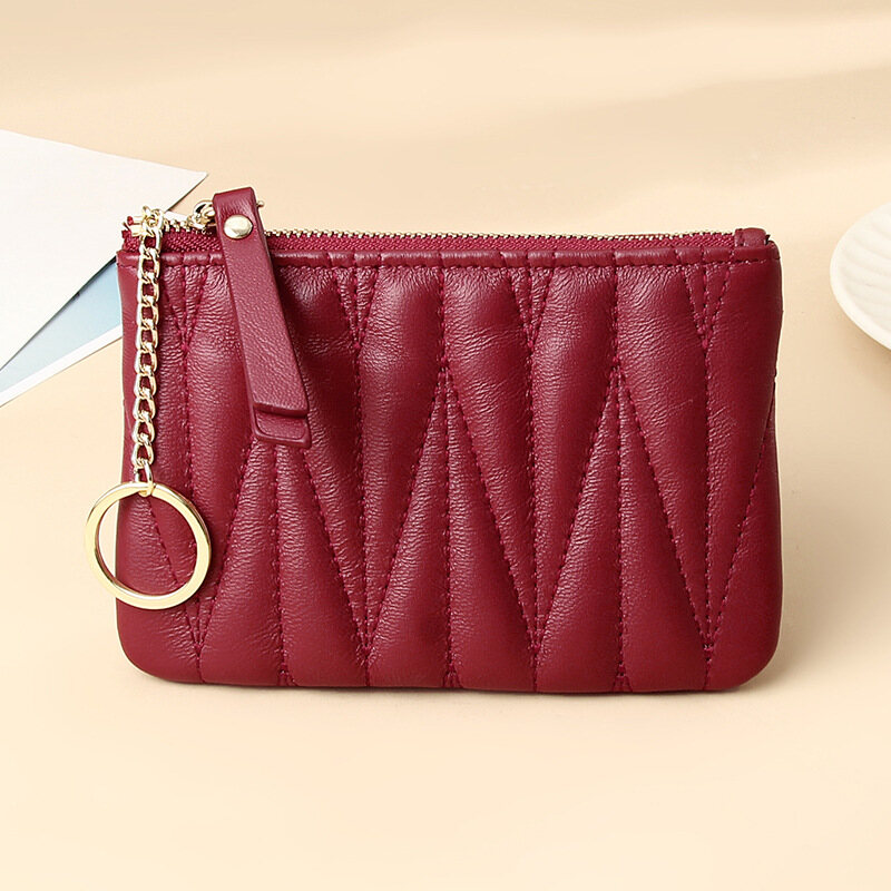 Dreamwise Mini Coin Purse for Women Korean Style New Real Sheepskin Short Wallet Ultra-thin Fashion Fold Zipper Coin Key Storage Bag