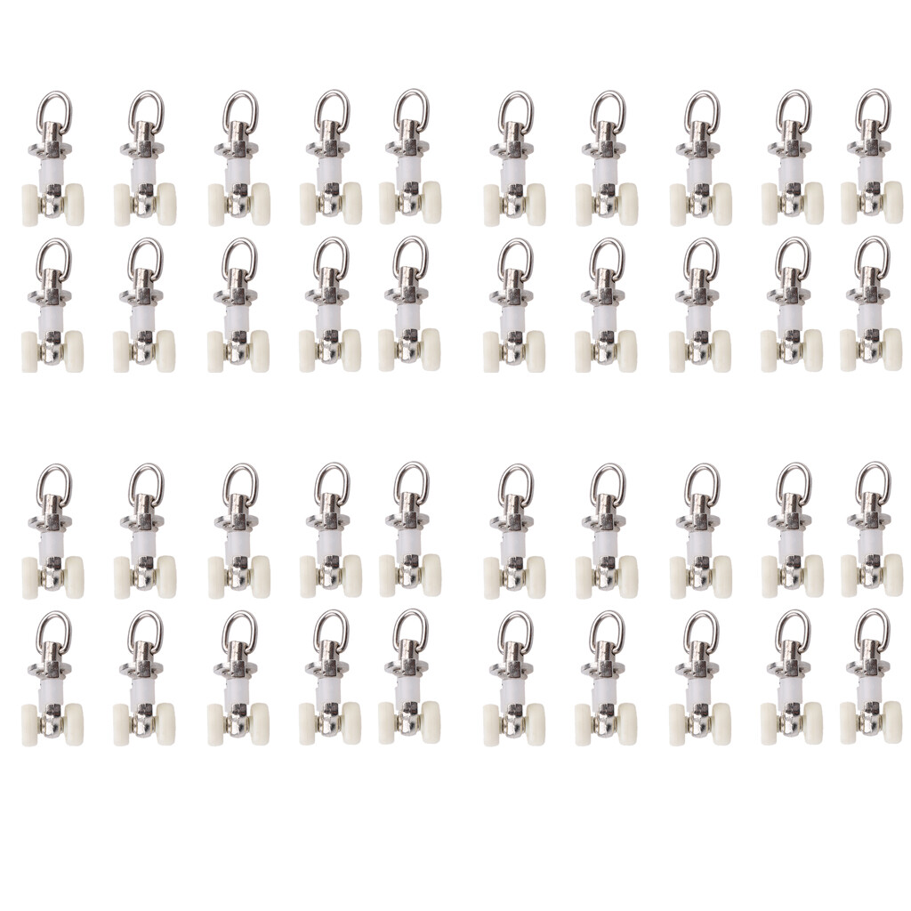 acituna 40x Shower Drapes Track Glider Runner Sliding Roller Hanger Carriers 26mm