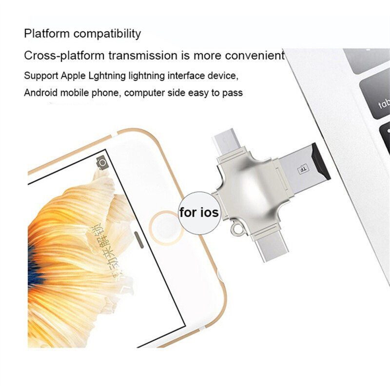 Bộ Chuyển Đổi 4 Trong 1 Đầu Đọc Thẻ Thẻ Micro Usb 3.0 Micro Sd Đến Đầu Đọc Thẻ Usb Đầu Đọc Thẻ Bộ Chuyển Đổi Otg Tương Thích Cho Iphone