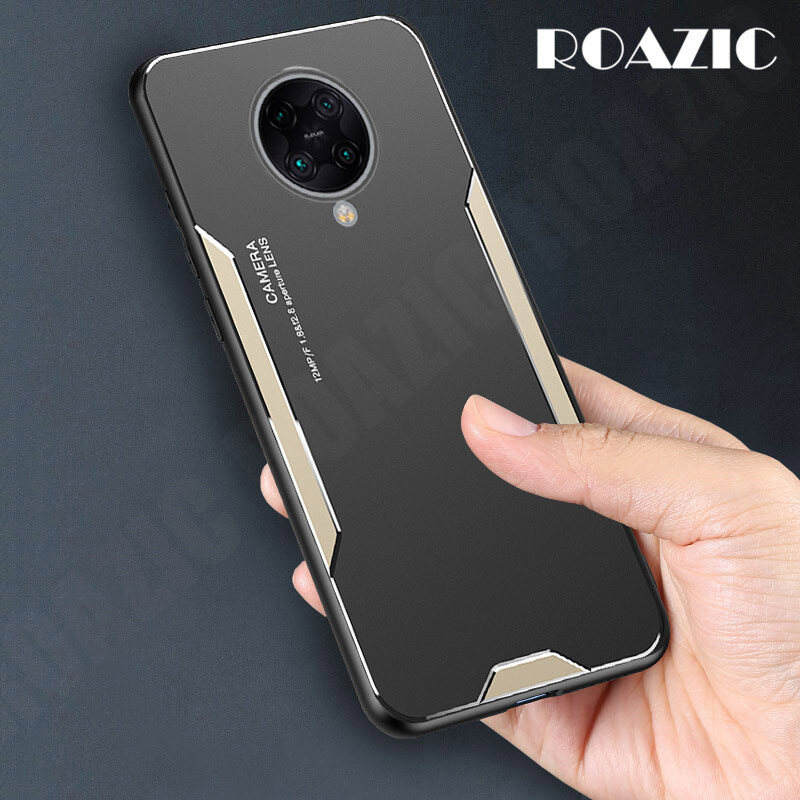 ROAZIC For Xiaomi Poco F2 Pro 5G Phone Case Metal Frosted Soft TPU Frame Casing Ultra-thin Anti-fall Aluminum Back Cover