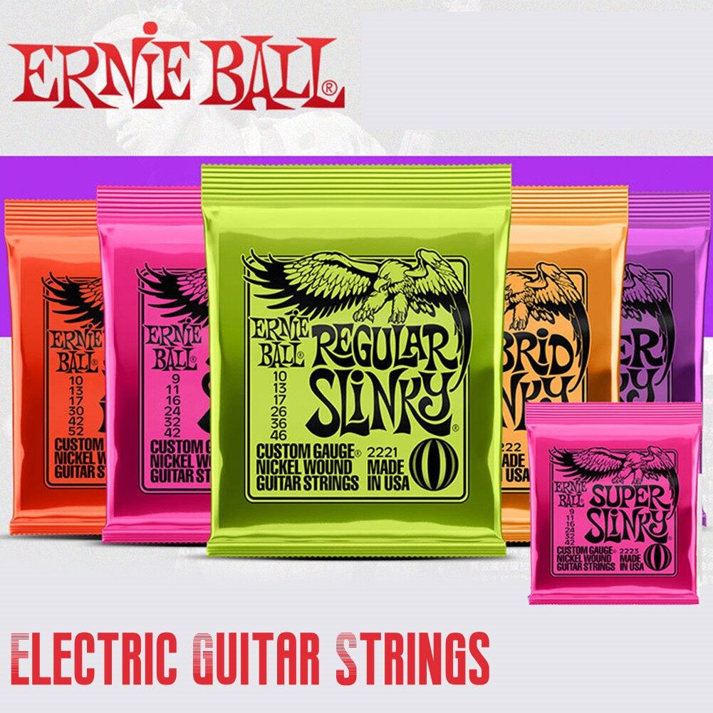 "Ernie Ball Electric Guitar Strings Hybrid and Noteven Slinky Variations"