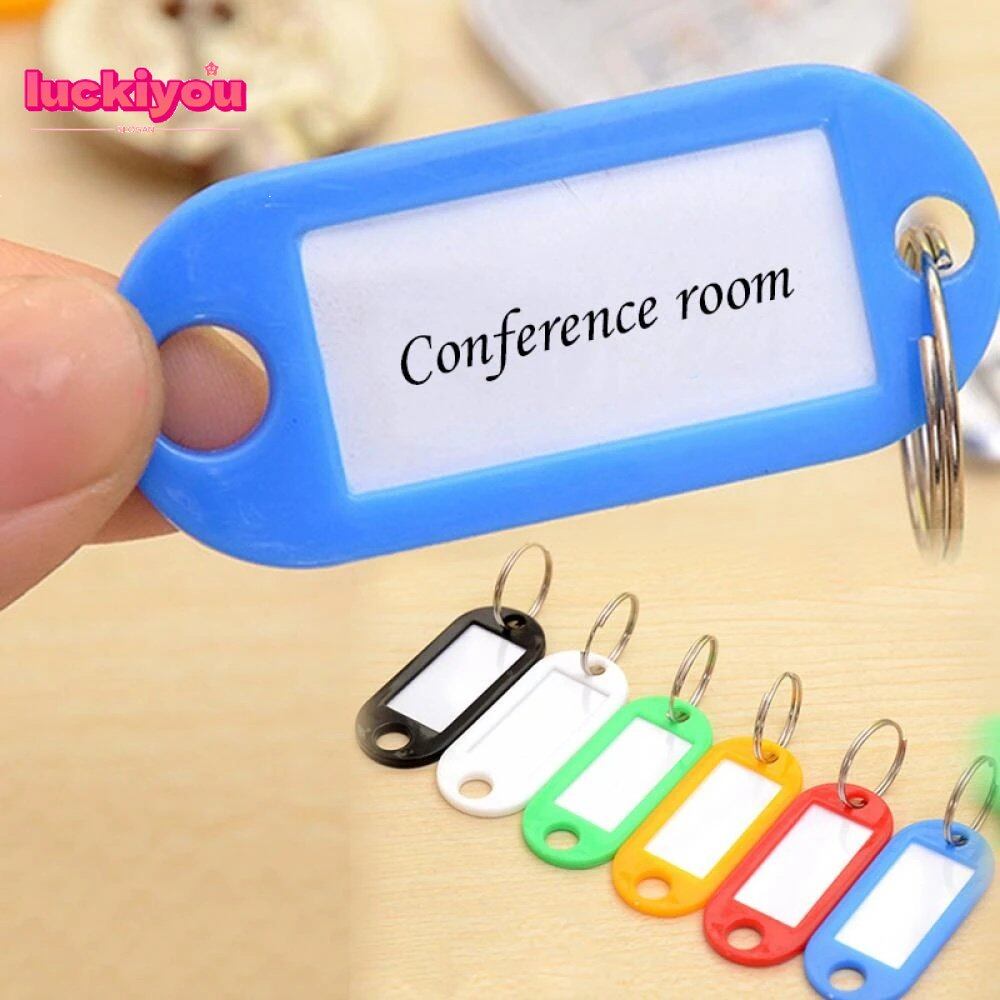 【Luckiyou】10Pcs Universal Multicolor Plastic Keychain ID Labels Luggage Name Token Hotel Number Classification Card Split Ring