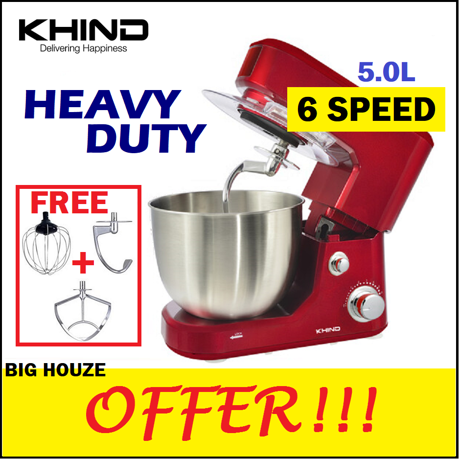 Khind 1000W 6 Speed Electric Stand Mixer 5L SM506P Heavy Duty