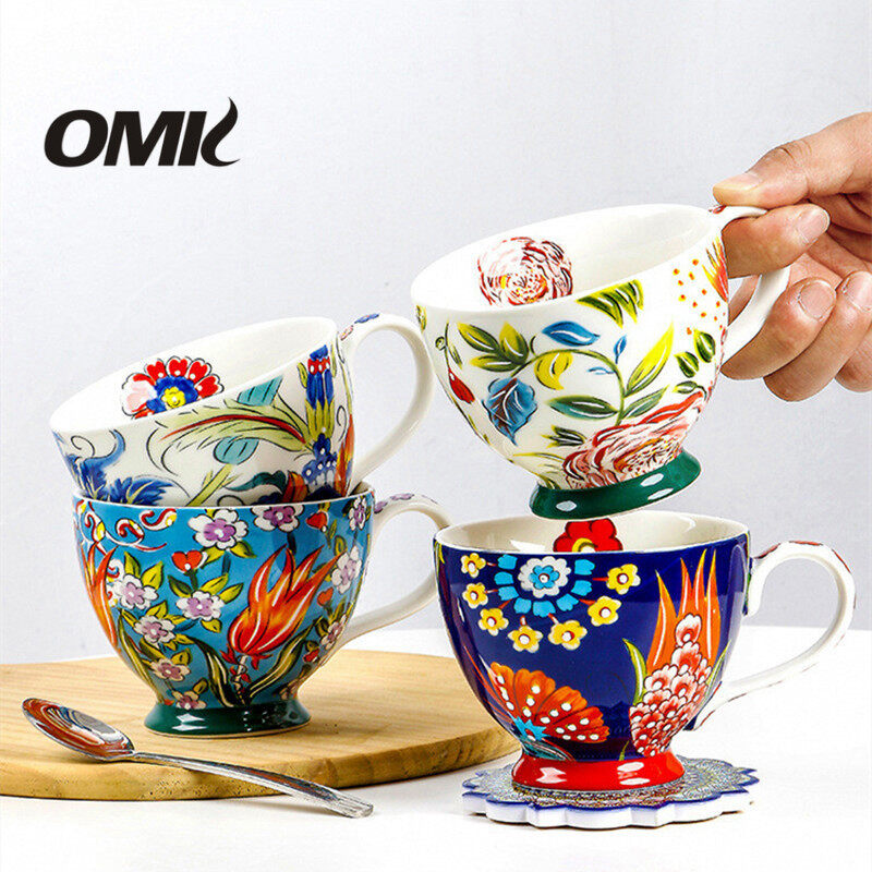 OMK American hand-painted ceramic 450ML breakfast cup mug coffee