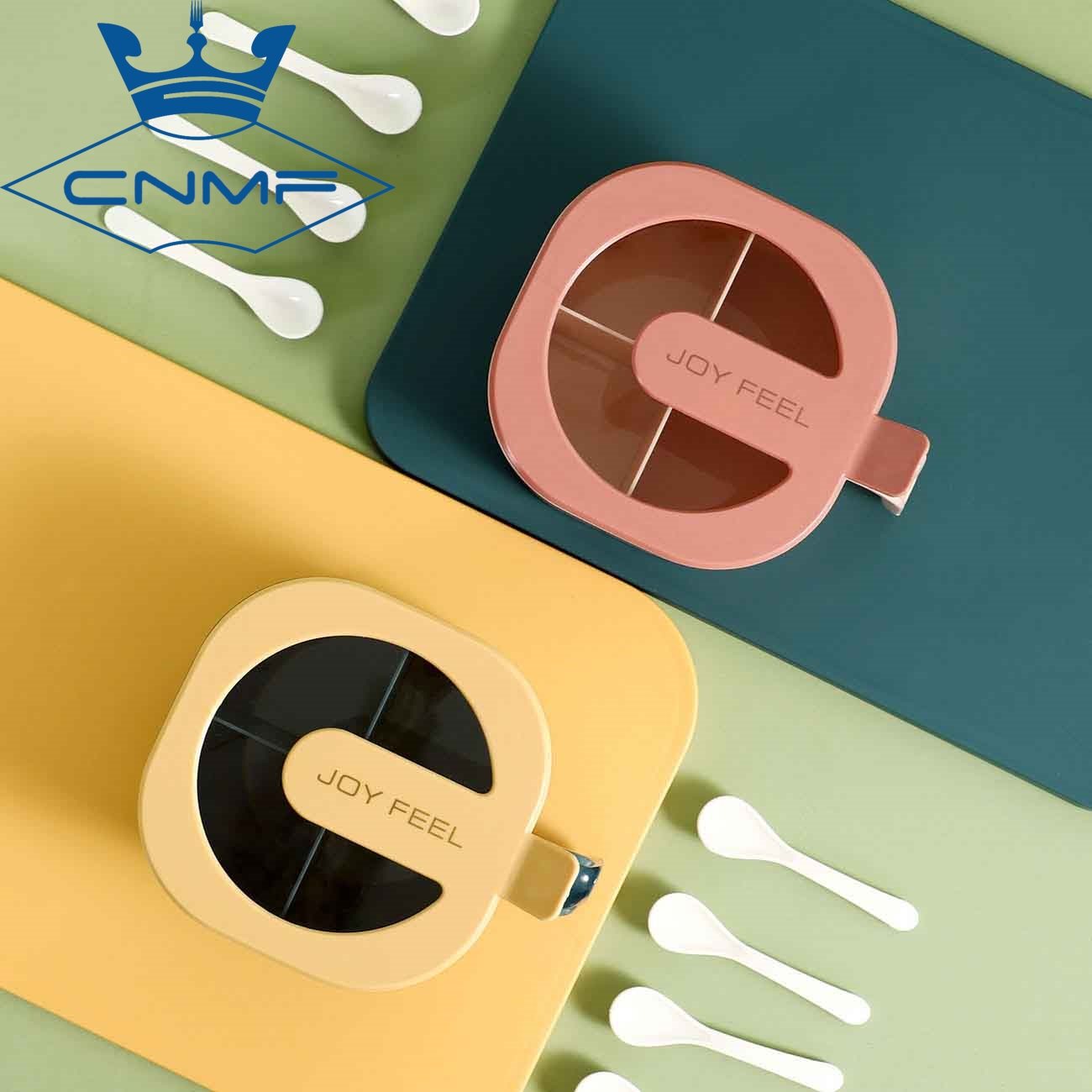CNMF Household Seasoning Box With Lid Combination Set Four-Compartment Seasoning Jar Salt Storage Seasoning Box Kitchen